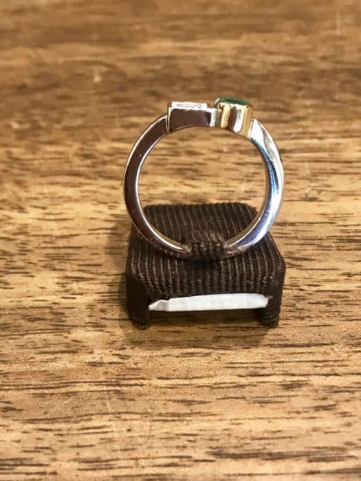 Bague d'occasion or bicolore avec émeraude et diamant